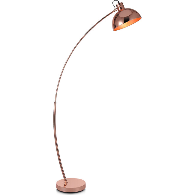 Arco Floor Lamp With Shade, Rose Gold Finish
