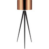 Romanza 61.81" Postmodern Tripod Floor Lamp with Drum Shade, Matte Black/Copper - Lighting - 1 - thumbnail