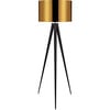 Romanza 61.81" Postmodern Tripod Floor Lamp with Drum Shade, Matte Black/Gold - Lighting - 1 - thumbnail