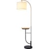 Danna Arc Floor Lamp with USB Port, Wood Table, Marble Base and White Shade - Lighting - 1 - thumbnail