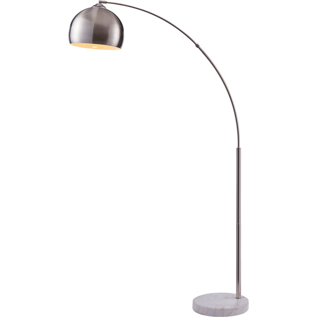 Arquer Arc 68.1" Metal Floor Lamp with Bell Shade, Polished Nickel