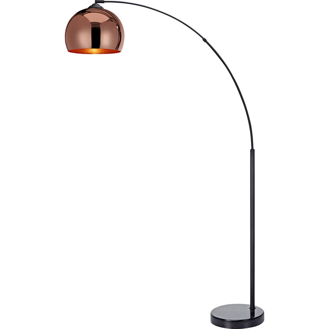 Arquer Arc 66.93" Metal Floor Lamp with Bell Shade, Rose Gold