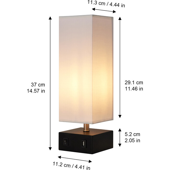 Colette 14.5" Modern Metal Table Lamp with USB Port, Black/White - Lighting - 3