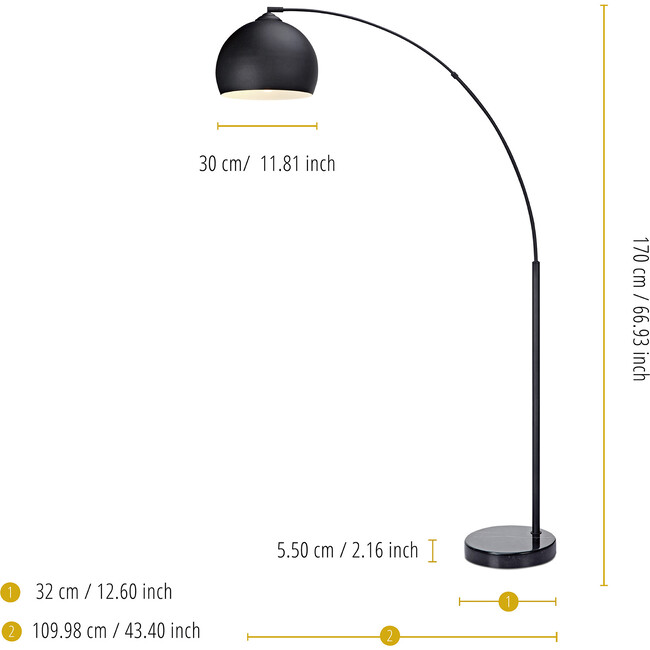 Arquer Arc Floor Lamp With Black Shade And Black Marble Base - Lighting - 3