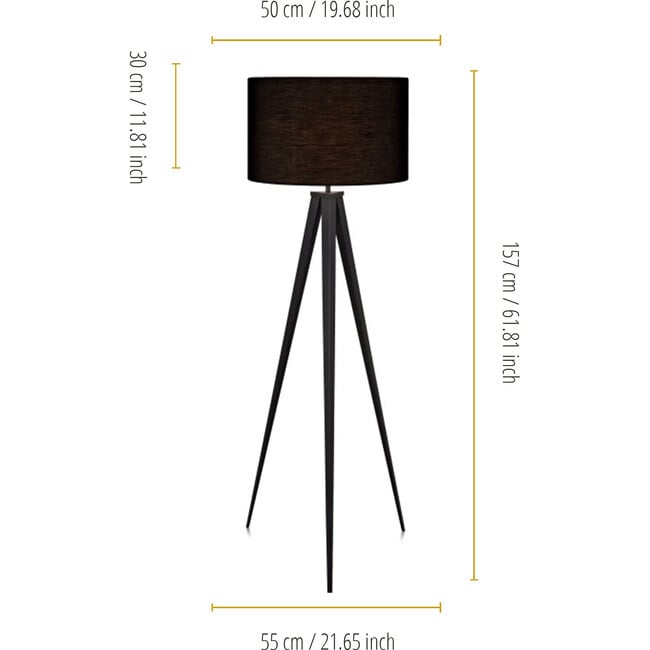 Romanza 61.81" Postmodern Tripod Floor Lamp with Drum Shade, Matte Black - Lighting - 3