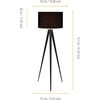 Romanza 61.81" Postmodern Tripod Floor Lamp with Drum Shade, Matte Black - Lighting - 3