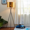 Cara 62.2" Modern Metal Tripod Floor Lamp with Drum Shade, Black/Gold - Lighting - 2