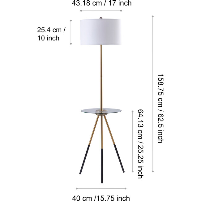 Myra Floor Lamp with Glass Table and Built-In USB, Gold - Lighting - 3