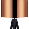 Romanza 61.81" Postmodern Tripod Floor Lamp with Drum Shade, Matte Black/Copper - Lighting - 4