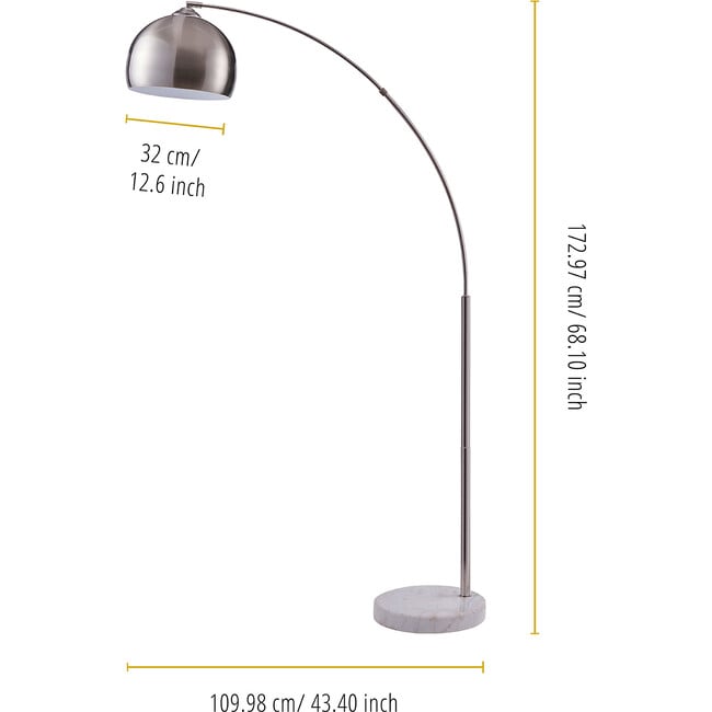 Arquer Arc 68.1" Metal Floor Lamp with Bell Shade, Polished Nickel - Lighting - 3