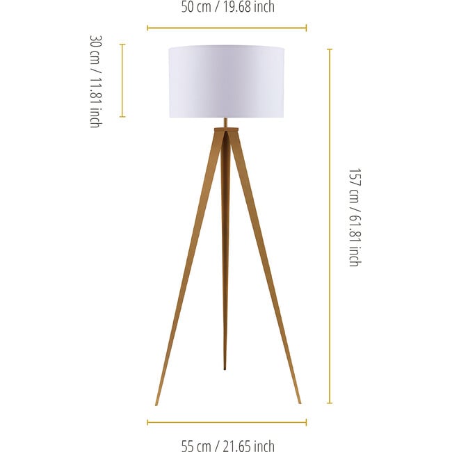 Romanza 61.81" Postmodern Tripod Floor Lamp with Drum Shade, Natural/White - Lighting - 3