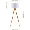 Romanza 61.81" Postmodern Tripod Floor Lamp with Drum Shade, Natural/White - Lighting - 3