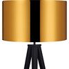 Romanza 61.81" Postmodern Tripod Floor Lamp with Drum Shade, Matte Black/Gold - Lighting - 4