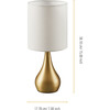 Sarah Metal Table Lamp with Touch Light, Cream Fabric Shade, Polish Brass Finish - Lighting - 3
