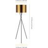 Cara 62.2" Modern Metal Tripod Floor Lamp with Drum Shade, Black/Gold - Lighting - 3