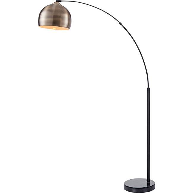 Arquer Arc 68.1" Metal Floor Lamp with Bell Shade, Antique Brass