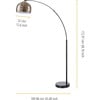 Arquer Arc 68.1" Metal Floor Lamp with Bell Shade, Antique Brass - Lighting - 3