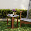 Outdoor Solid Eucalyptus Wood Patio Side Table with Superstone Top, Grey - Accent Seating - 3