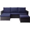 Outdoor 3-Piece Rattan Patio Sectional Set with Cushions, Brown/Navy - Accent Seating - 1 - thumbnail