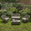 Outdoor 4-Piece Wicker Patio Conversation Set with Cushions, Natural/Beige - Accent Seating - 3