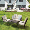 Outdoor 4-Piece Metal Patio Conversation Set with Cushions, Black/Beige - Accent Seating - 3 - thumbnail