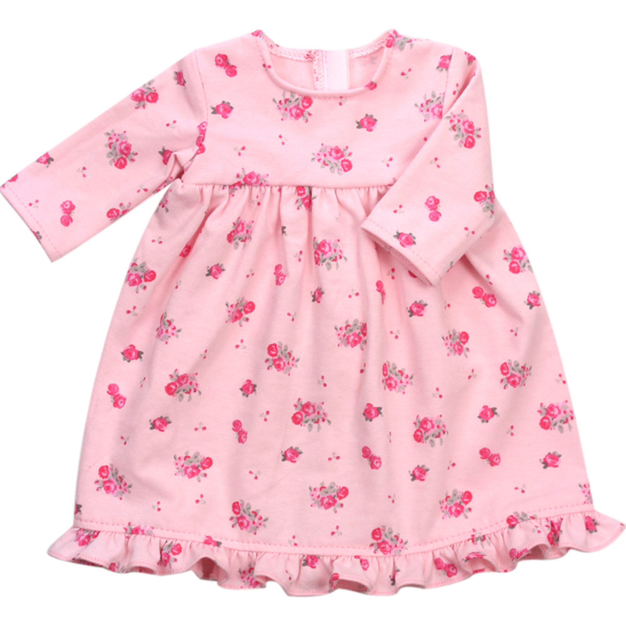 18" Doll, Floral Print Nightgown - Light Pink - Doll Accessories - 1