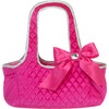 18" Doll, Hands Free Doll Carrier Quilted Tote Bag - Hot Pink - Doll Accessories - 1 - thumbnail