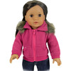 18" Doll, Fuchsia Cropped Fleece Sweatshirt with Fur Trim - Hot Pink - Doll Accessories - 1 - thumbnail