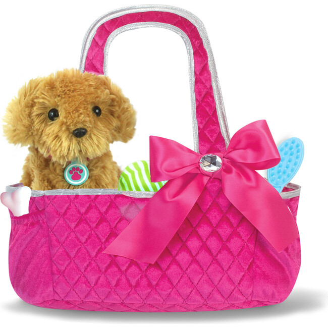 18" Doll, Hands Free Doll Carrier Quilted Tote Bag - Hot Pink