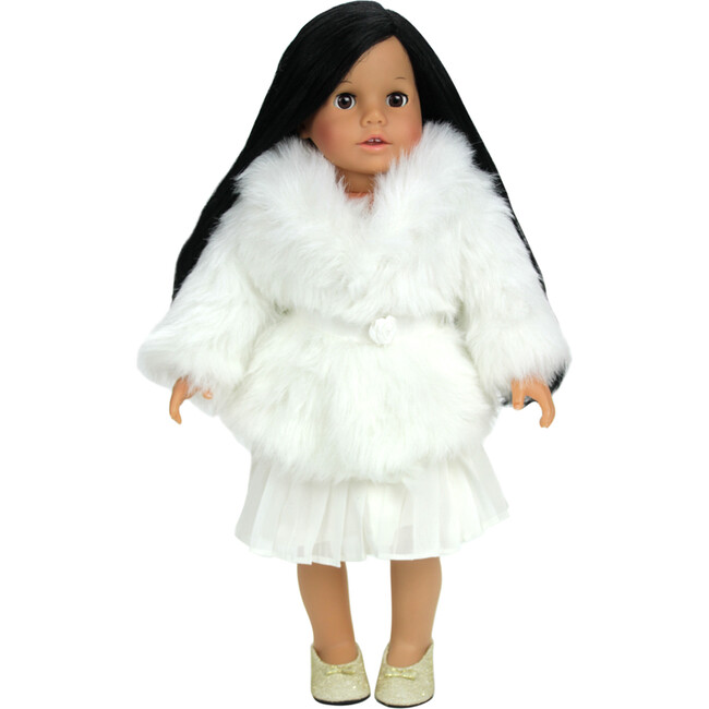 18" Doll, Fur Coat, Ivory