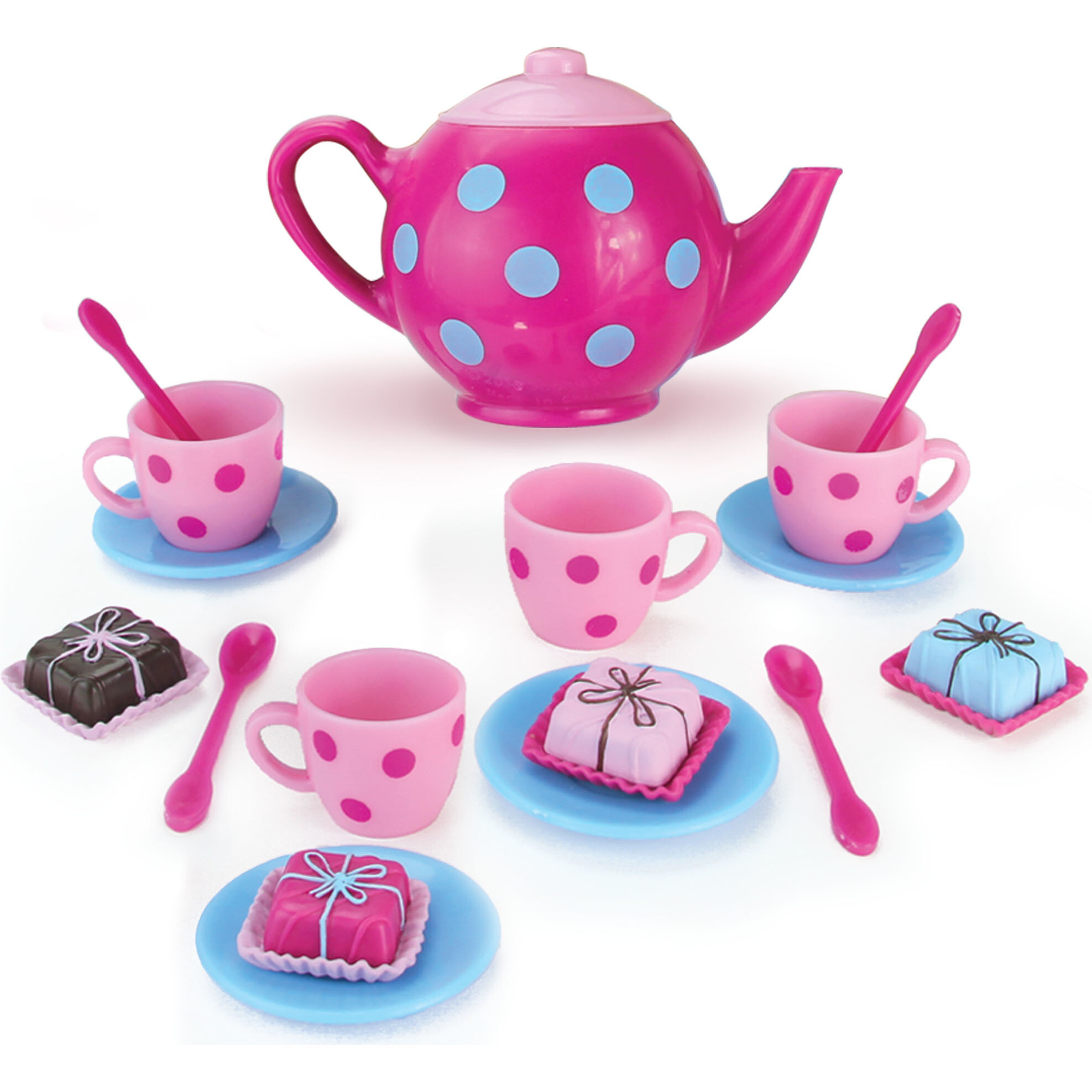 18" Doll, Small Tea Party Set, Pink - Doll Accessories - 1