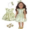 18" Doll, Sequin Holiday Dress & Headband & Ankle Strap Dress Shoes - Gold - Doll Accessories - 1 - thumbnail