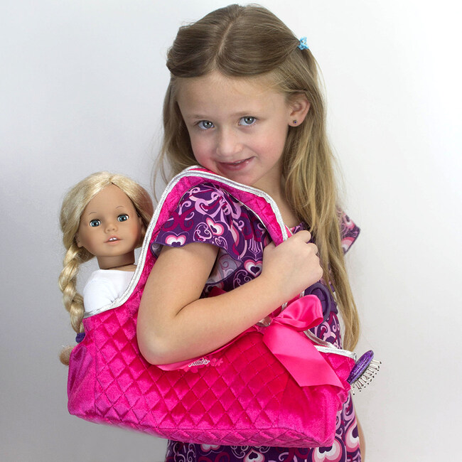 18 Doll Hands Free Doll Carrier Quilted Tote Bag Hot Pink Sophia