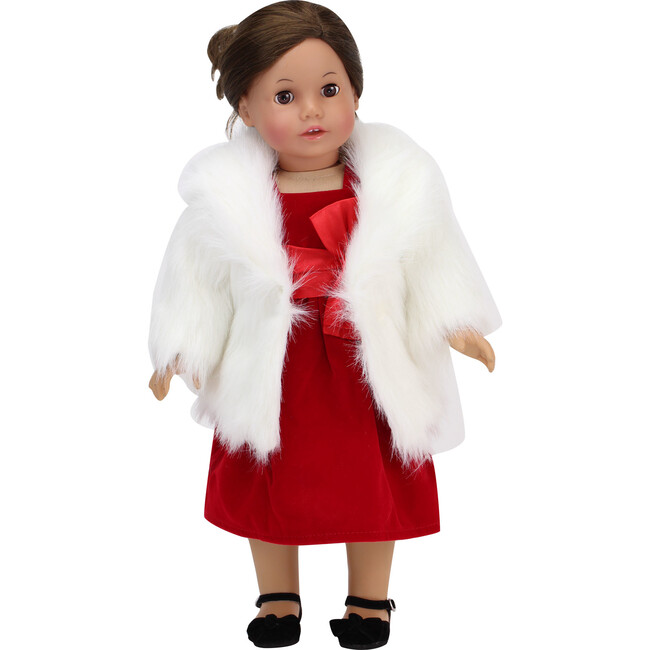 18" Doll, Fur Coat, Ivory - Doll Accessories - 2