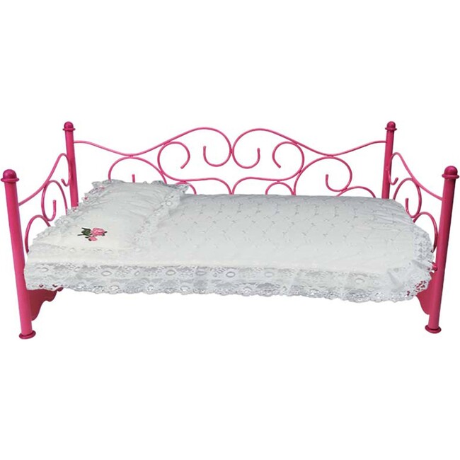 18" Doll, 2 pc White Eyelet Bedding, White - Doll Accessories - 3