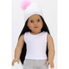 18" Doll, Shaggy Coat, Pom-pom Hat, Silver Metallic Leggings, White Tank & Black Boots Set - Doll Accessories - 2