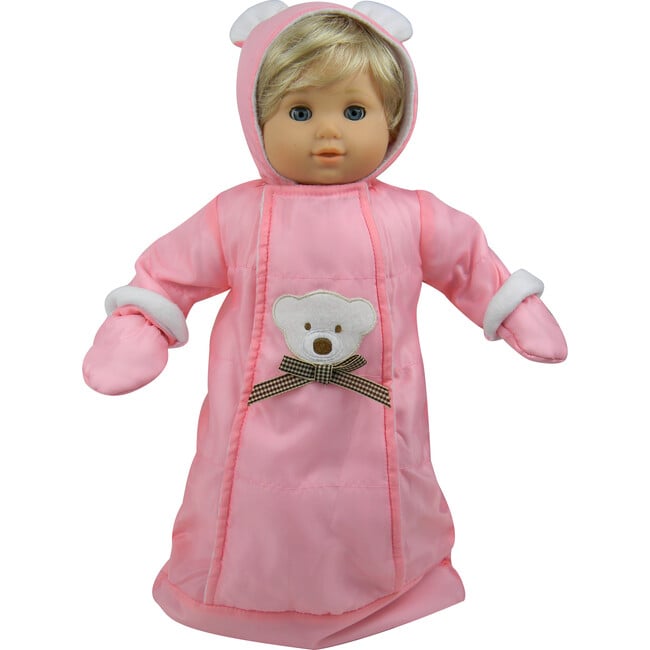 15" Doll, Bear Face Snowsuit - Light Pink - Doll Accessories - 2