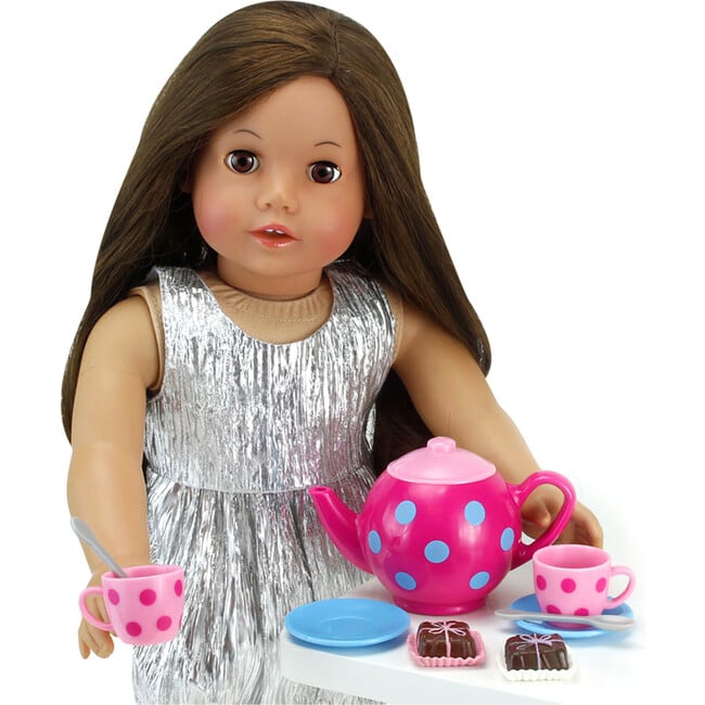 18" Doll, Small Tea Party Set, Pink - Doll Accessories - 3