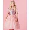 Shimmer Sequin & Petite Gold Star Tulle Girls Party Dress, Pink - Dresses - 2 - thumbnail