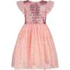 Shimmer Sequin & Petite Gold Star Tulle Girls Party Dress, Pink - Dresses - 3