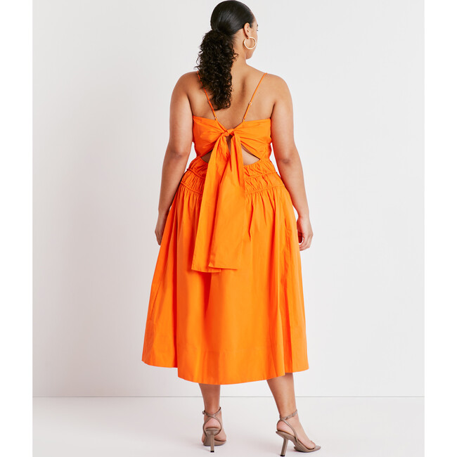 open lace back dress Plus Size Orange Unique Sequin Mermaid Custom Made Prom Dress main image 1