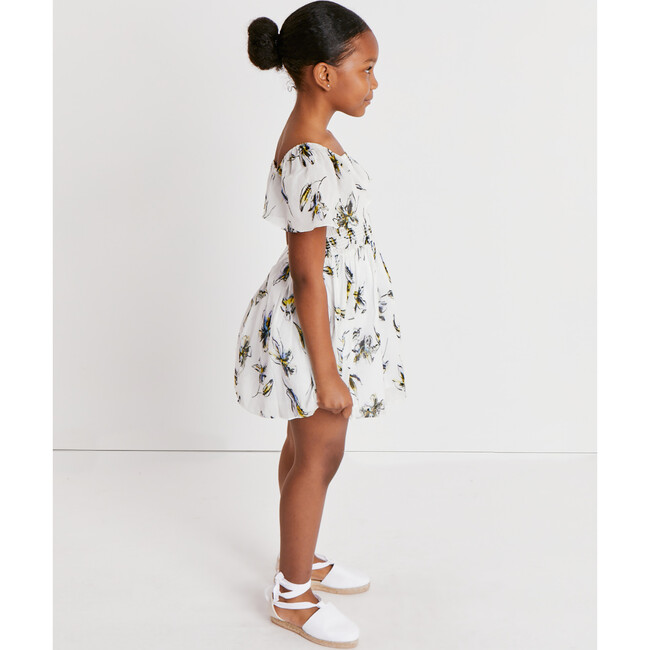 Mini Glenda Dress, Warped Lily Optic White Multi - Dresses - 4