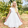Clara Smocked Floral Embroidered Cotton Girls Occasion Dress, White - Dresses - 2
