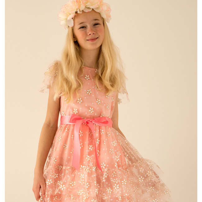 Cinderella Pink & Gold Blossom Tulle Girls Party Dress - Dresses - 2