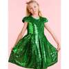 Dazzle Sequin Girls Party Dress, Emerald Green - Dresses - 2