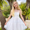 Angel Smocked & Embroidered Tulle Girls Occasion Dress, White - Dresses - 2 - thumbnail