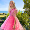 Shimmer Sequin Star Tulle Girls Party Dress, Candy Pink - Dresses - 3 - thumbnail