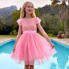 Confetti Smocked & Embroidered Tulle Girls Occasion Dress, Sugar Pink - Dresses - 2 - thumbnail