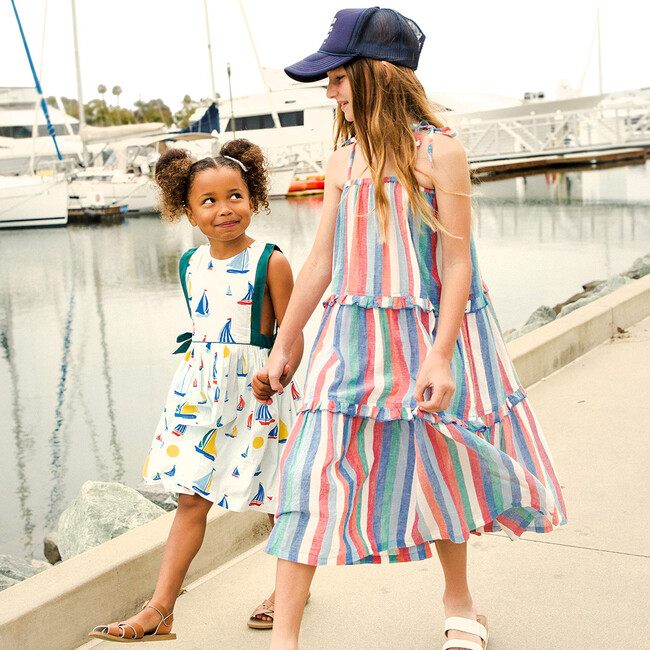 Girls Garden Dress, Multi Stripe - Dresses - 5