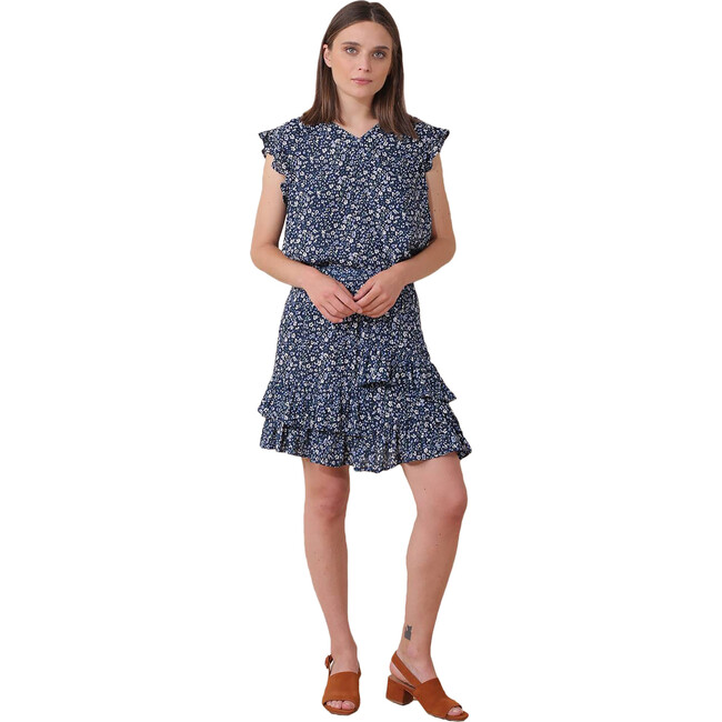 Women's V-Shaped Neckline Blouse, Marino - Shirts - 1